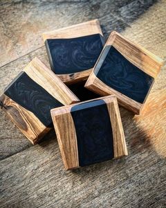 Designer Walnut Resin Coasters for Luxury <b>Table</b> <b>D</b>écor High End Walnut Epoxy Coasters for Modern Living - Product Image 2