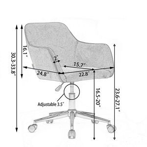 Sedia da Ufficio Moderna per Casa, Altezza Regolabile, Girevole a 360°, in Tessuto Teddy, Gambe in Metallo Dorato, Ruote Universali, Caratteristiche Speciali - Product Image 6