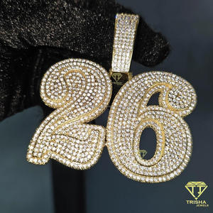 Custom " 35 " Number Pendant Necklace <b>Iced</b> <b>Out</b> Lab Grown Diamond Hip Hop Cuban Link <b>Chain</b> Jewelry Gift - Product Image 3