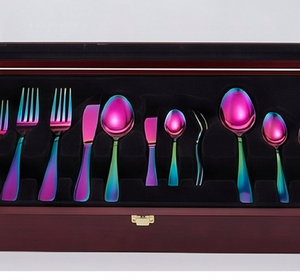 Ensemble de couverts en acier inoxydable multicolores, 4 pièces (fourchette, cuillère, couteau), compatibles lave-vaisselle, pour cadeaux, usage domestique ou en restaurant - Product Image 6