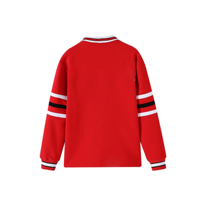 เสื้อคาร์ดิแกนผ้าฟลีซสีแดงสำหรับผู้หญิง แขนยาว คอวี ตัดสีตัดกัน ติดกระดุมด้านหน้า สไตล์เพร็ปปี้ ลายตัวอักษร ใส่ได้ทุกฤดู - Product Image 2