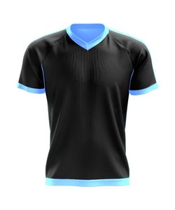 Maillot de football noir à séchage rapide pour homme, col en V, t-shirt de sport 100% coton, tenue d'entraînement unie, impression de nom personnalisée - Product Image 5