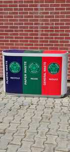 Oval Recycling <b>Bin</b> Plastic Waste Sorting Storage Bucket Indoor Three Compartment Reuse Reduce Recycle - Product Image 6