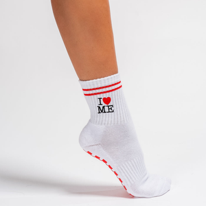 Calcetines de Tobillo Personalizados con Rayas Blancas y Rojas, Antideslizantes, de Algodón, para Uso Diario, Estilo Regular, Calcetines Tejidos para Yoga, Tenis, Pilates - Product Image 3