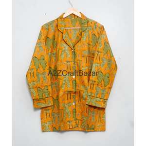 Conjunto de Pijama de 2 Piezas para Mujer, Hecho a Mano, Vintage, 100% Algodón, Diseño Floral Clásico, Manga Larga, Suave y Liso - Product Image 4