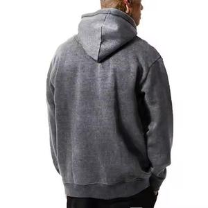 Sudadera con Capucha Gris para Hombre, Corte Holgado, Color Sólido, Forro Polar de Poliéster, Resistente al Viento, Ecológica, Informal, para Otoño, con Bolsillos - Product Image 3