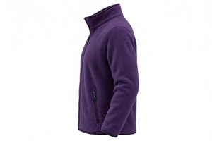 Custom Purple Fleece Jacket Full Zip Stand Up Collar <b>Winter</b> Outerwear <b>Warm</b> Soft Thermal Polar Fleece <b>Coat</b> <b>Mens</b> Plain Casual - Product Image 4