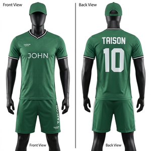 <b>Mens</b> Soccer Uniform 175 GSM Moisture Wicking Polyester Blue <b>White</b> Athletic Panel Screen Print Custom Logo Set - Product Image 3