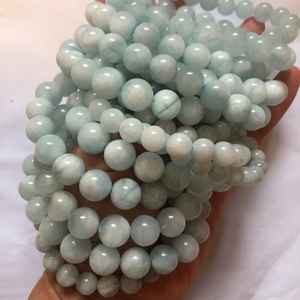 ลูกปัดพลอยอะความารีนธรรมชาติ สีเขียวอมฟ้าครีม ลูกปัดเบริลแบบเส้น สำหรับทำเครื่องประดับ DIY - Product Image 4