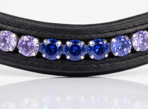 Diadema de Cuero para Caballo FI-BB-2054 con Decoración de Cristales Azules y Morados, Acolchada, Cómoda y Duradera, Accesorio para Equitación Western - Product Image 4