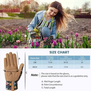 Gants de jardin pour femmes à motif floral, avec paume en daim rembourrée, respirants, pour la plantation en extérieur - Product Image 5