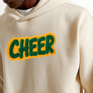 Sweat-shirt à capuche en tricot pour homme, couleur crème, coupe classique, décontracté, avec poche avant, pour l'automne - Product Image 6