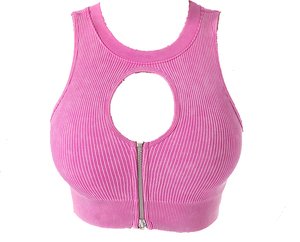 Nuevo Sujetador Deportivo de Yoga 2026 de Moda con Efecto Sand Wash para Mujer, Top Corto Acanalado Transpirable Sin Costuras y Chaleco con Cremallera, Ropa Deportiva para Gimnasio y Athleisure - Product Image 1