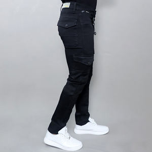 กางเกงยีนส์ผู้ชายดีไซน์ใหม่ทรงสกินนี่ และกางเกงยีนส์ผู้ชายเอวกลางยืดได้สีฟ้าอ่อน - Product Image 2