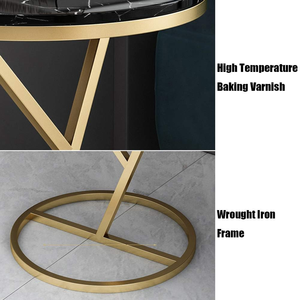 Mesas Auxiliares de Lujo con Cubierta de Mármol Negro al Mejor Precio, Mesa Auxiliar de Metal Dorado para Sala de Estar, Salón, Oficina, Mesa de Centro - Product Image 4