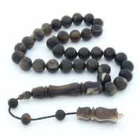 Chapelet islamique Tasbih fait main en corne de buffle naturelle, toucher réel, 33/100 perles de prière traditionnelles, Misbaha, imitation antique
