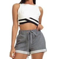 Letter Short Two Piece Set Dameskleding Patroon Casual 2024 Zomer Effen Gebreid Ecologisch Ademend Knoop Digitaal
