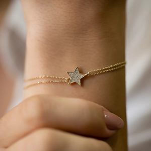 Pulsera de Oro Amarillo con Diamantes Cultivados en Laboratorio en Forma de Estrella - Product Image 1