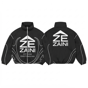 Chaqueta Cortavientos Premium para Hombre, 120 GSM, Lona, Invierno, Impermeable, Transpirable, Color Negro y Blanco - Product Image 1