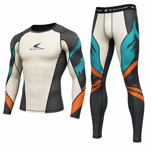 ชุดคอมเพรสชั่น MMA สำหรับผู้ชาย พิมพ์ลายแบบ Sublimation เสื้อแขนยาวและกางเกงขายาว ระบายเหงื่อ แห้งเร็ว ยืดหยุ่นได้ - Product Image 2