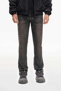 High Quality Cotton <b>Men</b> Jeans American Highstreet Brand Mid-Rise <b>Flare</b> Fit Rhinestone Rivets Vintage Wash Y2K <b>Men's</b> Denim Jeans - Product Image 1