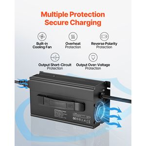Caricabatterie Intelligente per Batterie al Litio 36V 18A 43.8V con Connettore Anderson, Indicatore LED, Attivazione 0V, AC DC LiFePO4 con Scatola in Alluminio - Product Image 5
