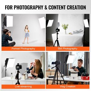 Kit di Illuminazione Professionale con Softbox 16'' X 16'', Lampadine LED 45W, Temperatura Colore Regolabile 3000-6500K, Supporto Treppiede per Fotografia - Product Image 6