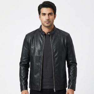 Veste parka en cuir véritable de haute qualité pour hommes, col montant, style usé, pour motards, respirante, streetwear, sherpa - Product Image 1