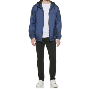 Custom Logo Navy Windbreaker <b>Men</b> Waterproof <b>Rain</b> Jacket Full Zip Hooded Lightweight Outdoor Sportswear Wholesale Training <b>Coat</b> - Product Image 4