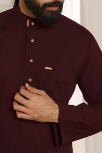 Thobe Émirati Premium Marron – Vêtement Arabe Traditionnel de Luxe Élégant pour Homme – Jubba en Coton Doux, Respirant et Antistatique – Style Islamique Moderne - Product Image 3