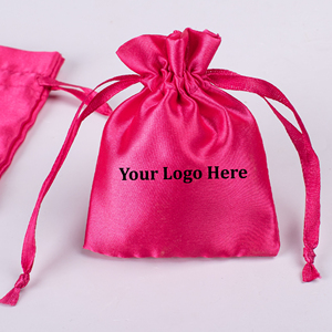 Jewelry Packaging Pink Satin <b>Drawstring</b> <b>Pouch</b> Bag With Custom Logo Promotional Branding Wedding Favor <b>Pouches</b> - Product Image 5