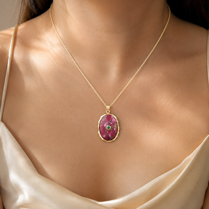 18k Gold Plated Minimalist Statement Brass Turquoise Oval Pendant Cz Stone Bezel Setting Bohemian Style Adjustable Fashion Model - Product Image 3