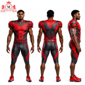 Ensemble Maillot et Pantalon de Football Rouge et Noir par Sublimation pour Homme – Respirant 100% Polyester – Détection par Aiguille – Adulte - Product Image 2