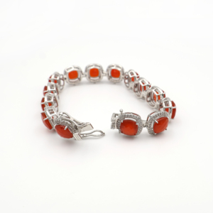 925 Sterling Silver Natural <b>Red</b> Onyx <b>Bracelet</b> Rhodium Plated OEM ODM Fine Jewelry - Product Image 2