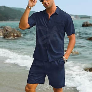 Conjunto de Camisa y Pantalones Cortos Hawaianos con Estampado Tropical para Hombre, Atuendo de Verano para Vacaciones, Camisa y Pantalones Cortos de Playa de Algodón Transpirable para Hombre - Product Image 3