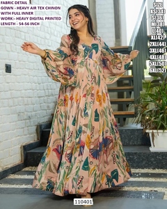 Blossom Breeze moderno bordado Natural Floral cómodo hasta el suelo vestido de baile Air Tex Chinon vestido - Product Image 4