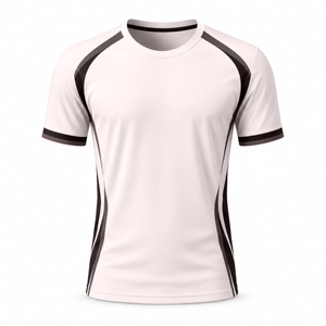 Maillot de football pour homme, blanc et noir, à blocs de couleur, manches courtes, col rond, en polyester respirant, coupe athlétique - Product Image 3