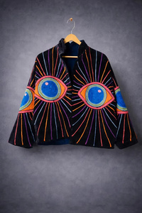 เสื้อแจ็คเก็ตบอมเบอร์กำมะหยี่ปักมือลายซูซานี MONIT MARKETING แบบสองด้าน ลายดอกไม้สไตล์วินเทจ ซับในผ้าลินิน สำหรับฤดูใบไม้ร่วง/ฤดูหนาว - Product Image 1