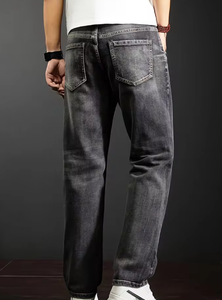 Pantalones Jogger de Mezclilla Lavada Gris para Hombre, Corte Holgado, Cintura Media, con Bolsillos, Largo Regular, Jeans para Todas las Temporadas, Estilo Urbano - Product Image 2