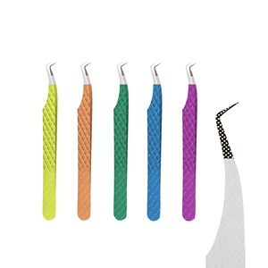 Pince à épiler d'extension de cils à pointe en fibre de diamant Logo personnalisé Pince à cils Volume de botte mince Marque privée Acier inoxydable - Product Image 3