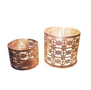 Home Decoration Iron Round Votive <b>Holder</b> Brush Brass Gold Color Large Size Modern Design Candle Vessels for Wedding - Product Image 1