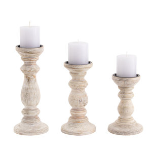 Set of 3 Wood <b>Candle</b> Stand <b>Glass</b> <b>Hurricane</b> Pillar <b>Candle</b> <b>Holder</b> Wooden Church <b>Candle</b> Stand Christmas Decor - Product Image 5