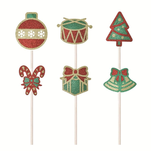 Décorations de fête de Noël, adorable arbre et boîte cadeau, fournitures pour desserts, kit de décorations pour cupcakes sur le thème des fêtes - Product Image 6