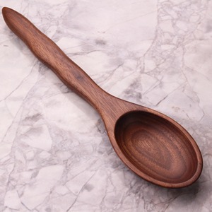 Cuillère de cuisine en bois naturel, fabriquée à la main, manche long, design minimaliste, cuillère de service en bois massif pour soupe, café, miel - Product Image 6