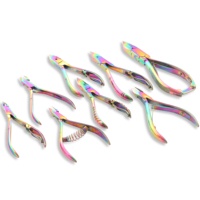 Couleur arc-en-ciel en acier inoxydable manucure pédicure Nipper Clipper luxueux enlèvement de la peau morte cuticule coupe-ongles pour incarné 10 pièces