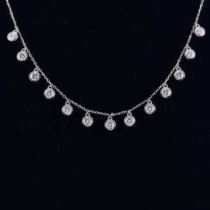 Luxury Round Cut Moissanite Drop Necklace 925 Sterling <b>Silver</b> <b>Choker</b> Necklace For Women Wedding Jewelry - Product Image 5