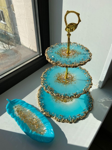 Support à gâteau rond en résine, design nouveau, écologique, luxueux, pour mariage, fiançailles, anniversaire, décoration de gâteau. - Product Image 5