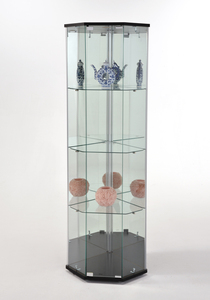 TMG-G169 Modern Luxury 4-Tier Tempered Glass Wooden <b>Corner</b> <b>Storage</b> Cabinets Furniture for Living Room Home Hotel Display Cabinet - Product Image 4