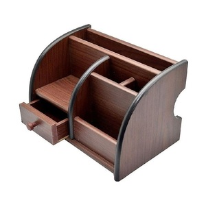 Organisateur de bureau moderne en bois mat, support à stylos, boîte de rangement multi-compartiments, support autoportant pour fournitures de bureau pour la maison et le bureau - Product Image 4