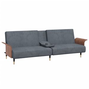 Sofá Cama de Terciopelo Gris Oscuro con Estructura de Madera Contrachapada y Metal - Product Image 5